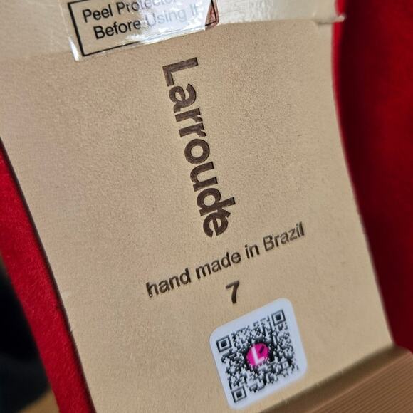 Larroude (Larroudé) Verona Ballet Mary Jane Flats In Scarlet Red Suede Size 7 - Picture 9 of 9